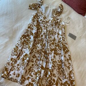 Eliza J White and Brown Floral Mini Dress